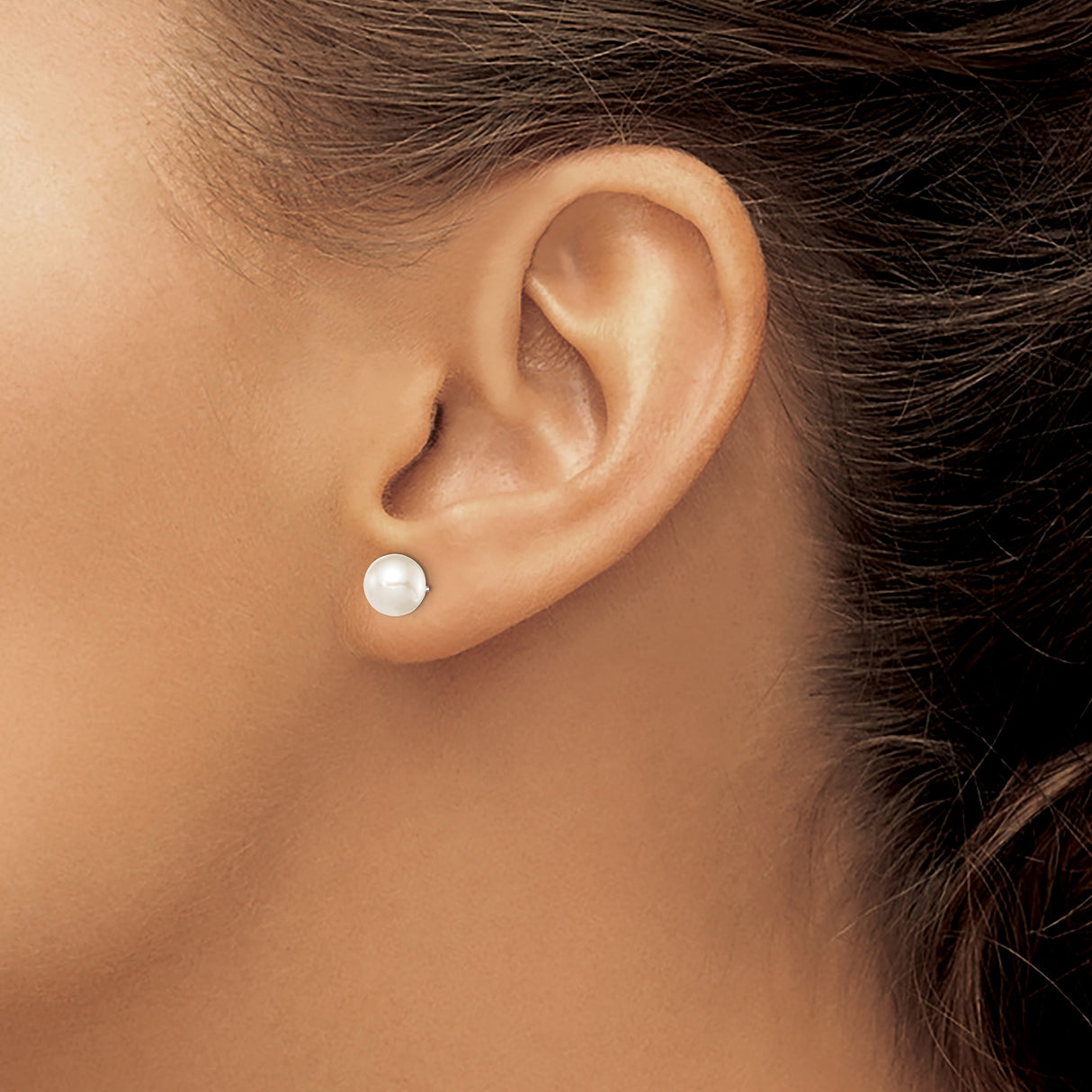 Sterling Silver Pearl Stud Earrings with 7mm White Cultured Round Pearls, Classic Style for Women