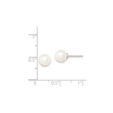 Sterling Silver Pearl Stud Earrings with 7mm White Cultured Round Pearls, Classic Style for Women