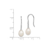 Sterling Silver Drop Earrings with Freshwater Cultured Pearls and Cubic Zirconia Accents
