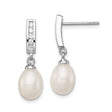 Sterling Silver Drop Earrings with Freshwater Cultured Pearls and Cubic Zirconia Accents