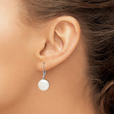 Sterling Silver Drop Earrings with White Freshwater Cultured Coin Pearls, Leverback Design