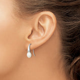 Sterling Silver Drop Earrings with White Freshwater Pearls, Teardrop Dangle Design