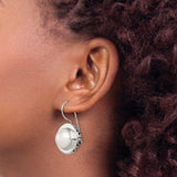 Sterling Silver Dangle Earrings with Round White Pearls, Vintage Filigree Scroll Design