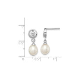 Sterling Silver Drop Earrings with Freshwater Pearls and Cubic Zirconia Swirl Design