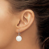 Sterling Silver Drop Earrings with Large White Shell Pearls, Classic Dangle Style for Women