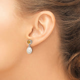 Sterling Silver Drop Earrings with Pearl and Citrine, Teardrop Dangle Design for Women