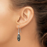 Sterling Silver Dangle Earrings with Hematite and Faceted Crystal Beads, Modern Minimalist Design