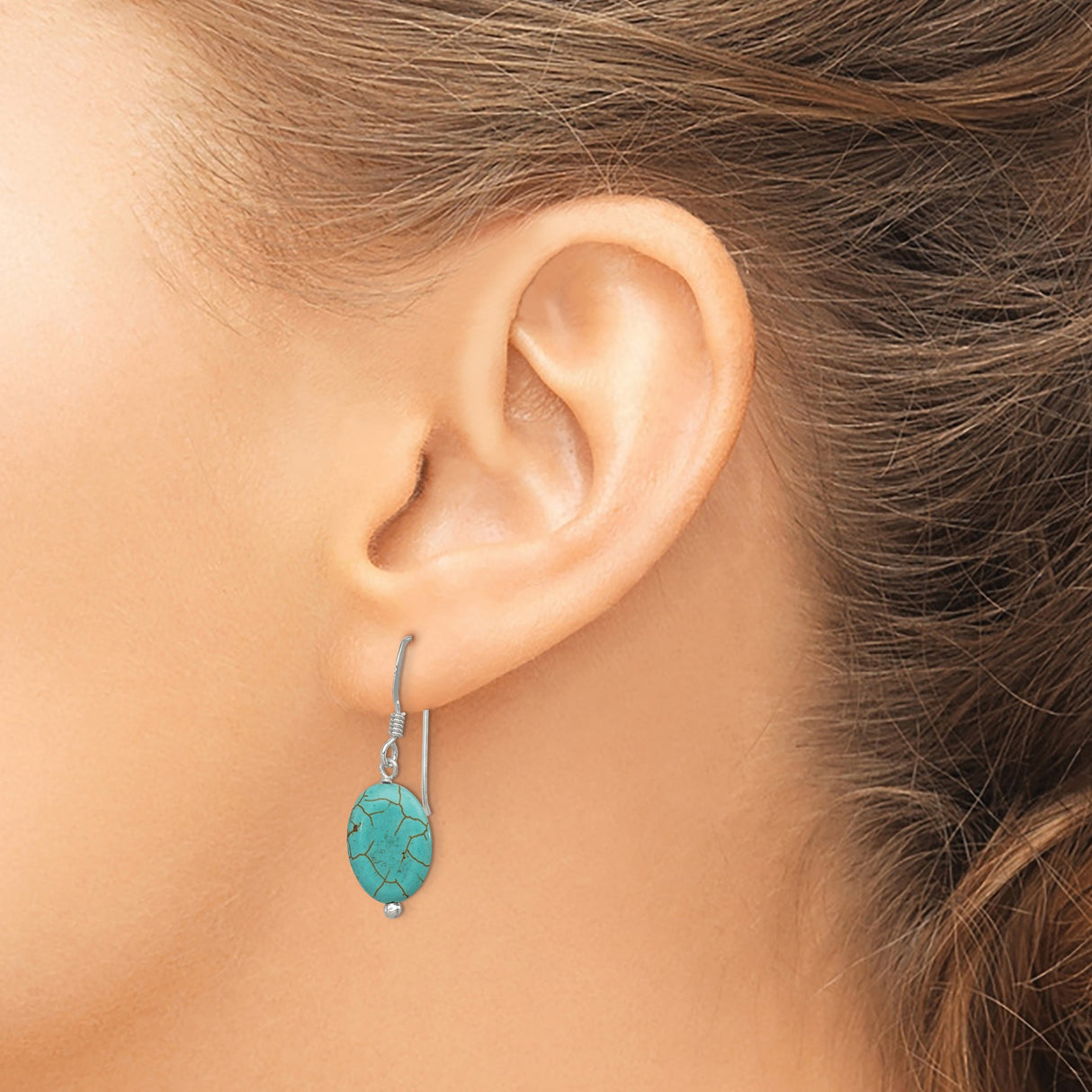 Sterling Silver Dangle Earrings with Magnesite, Boho Southwestern Style for Women