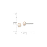 Sterling Silver White Freshwater Round Pearl Stud Earrings