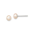 Sterling Silver Stud Earrings with White Freshwater Cultured Pearls, Classic Round Pearl Design for Women, Minimalist Everyday or Formal Wear, Elegant Lightweight Jewelry with Timeless Appeal