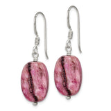 Sterling Silver Dangle Earrings with Pink Jasper, Handmade Bohemian Healing Jewelry for Women