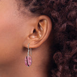 Sterling Silver Dangle Earrings with Pink Jasper, Handmade Bohemian Healing Jewelry for Women