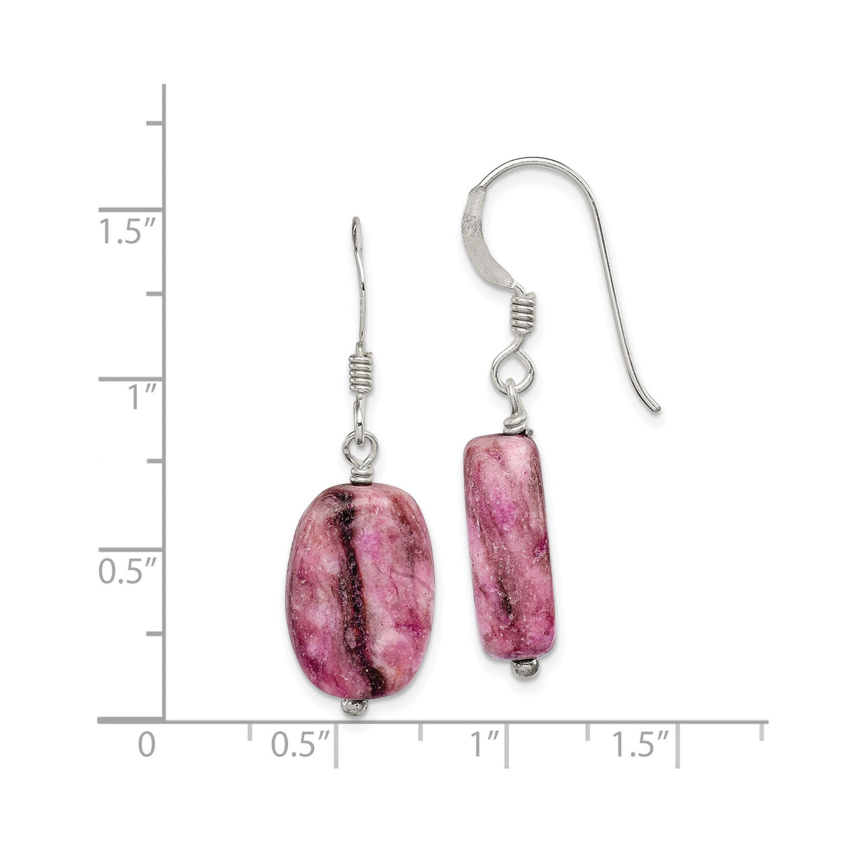 Sterling Silver Dangle Earrings with Pink Jasper, Handmade Bohemian Healing Jewelry for Women