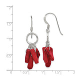 Sterling Silver Earrings with Natural Red Coral Branch Dangles, Boho Coastal Style for Women