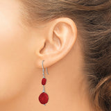 Sterling Silver Dangle Earrings with Coral Accents, Long Lightweight Boho Style for Women