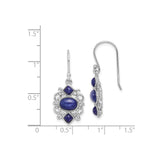 Sterling Silver Dangle Earrings with Lapis Lazuli, Scrollwork, Vintage Boho Style