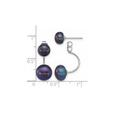 Sterling Silver Reversible Stud Earrings with Black Freshwater Pearls, Modern Double Pearl Design