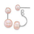 Sterling Silver Front-Back Earrings with Pink Freshwater Cultured Pearls, Double Stud Design