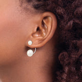Sterling Silver Double Pearl Front-Back Earrings, Modern Minimalist Style