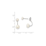 Sterling Silver Double Pearl Front-Back Earrings, Modern Minimalist Style