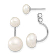 Sterling Silver Double Pearl Front-Back Earrings, Modern Minimalist Style