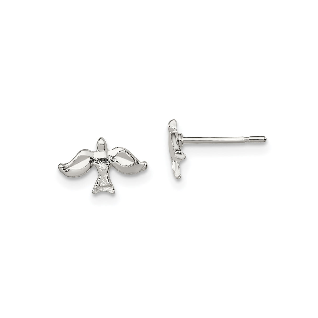 Sterling Silver Dove Stud Earrings, Christian Holy Spirit Religious Symbol Jewelry for Women