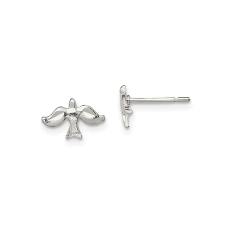 Sterling Silver Dove Stud Earrings, Christian Holy Spirit Religious Symbol Jewelry for Women
