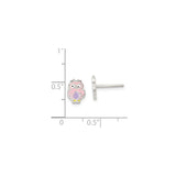 Sterling Silver Owl Stud Earrings with Pink and Purple Enamel Accents for Girls and Teens