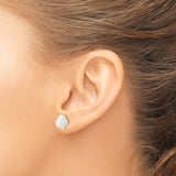 Sterling Silver Floral Stud Earrings with White Mother of Pearl Rose Design