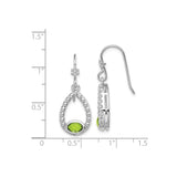 Sterling Silver Dangle Earrings with Oval Peridot and Teardrop Openwork Design
