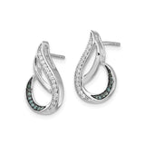Sterling Silver Teardrop Stud Earrings Blue White CZ Wave