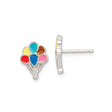 Sterling Silver Balloon Stud Earrings with Colorful Enamel, Playful Bouquet Design for Girls