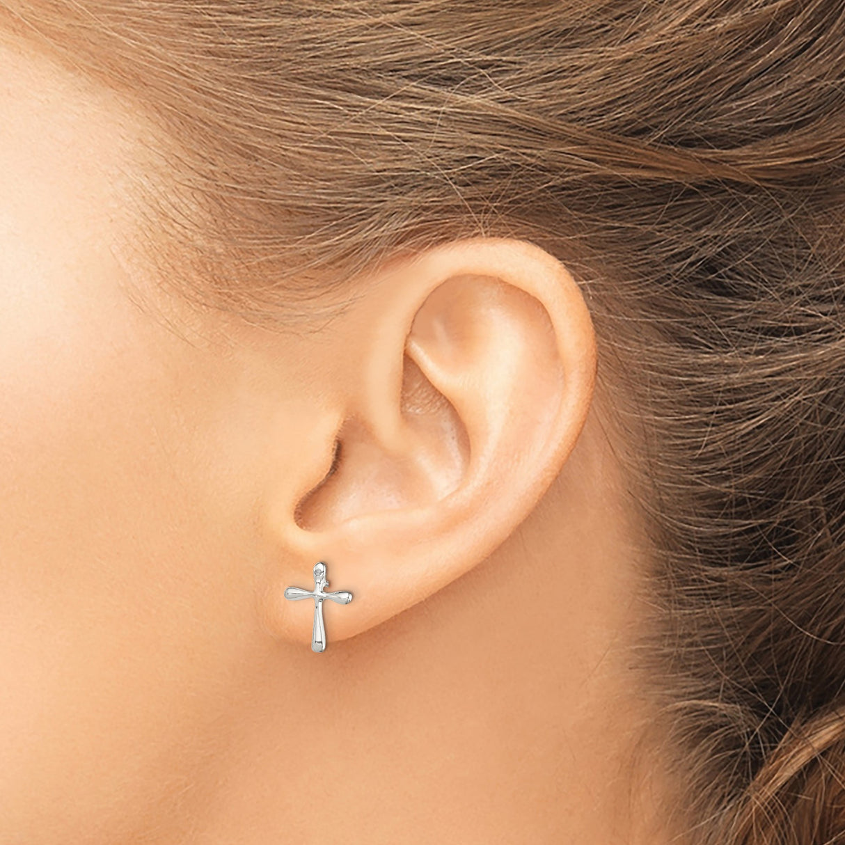 Sterling Silver Cross Pendant with Diamond, Sleek Modern Religious Design for Men and Women