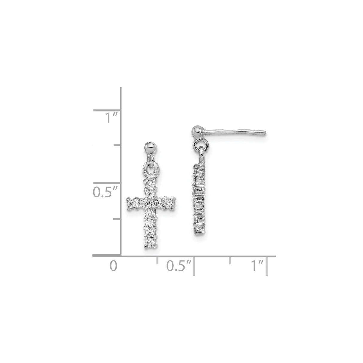 Sterling Silver Cross Pendant with Cubic Zirconia, Modern Religious Jewelry for Men and Women