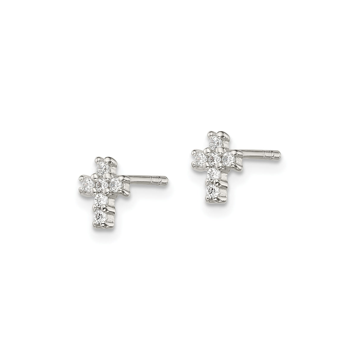 Sterling Silver Cross Pendant with Cubic Zirconia, Minimalist Religious Design for Men and Women