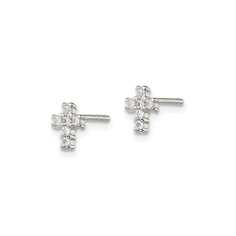 Sterling Silver Cross Pendant with Cubic Zirconia, Minimalist Religious Design for Men and Women