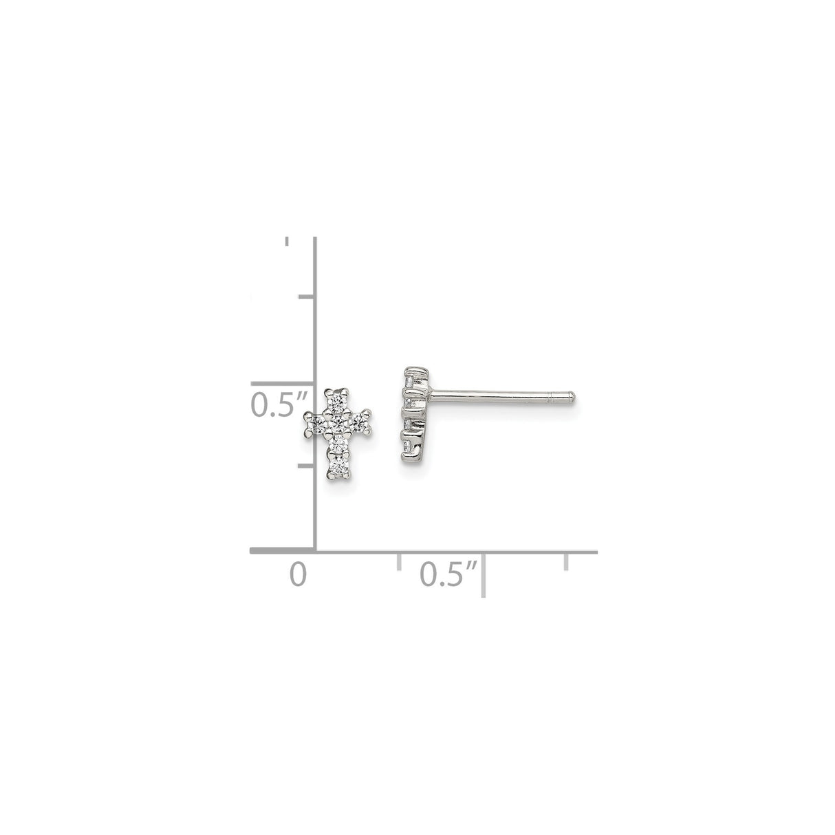 Sterling Silver Cross Pendant with Cubic Zirconia, Minimalist Religious Design for Men and Women
