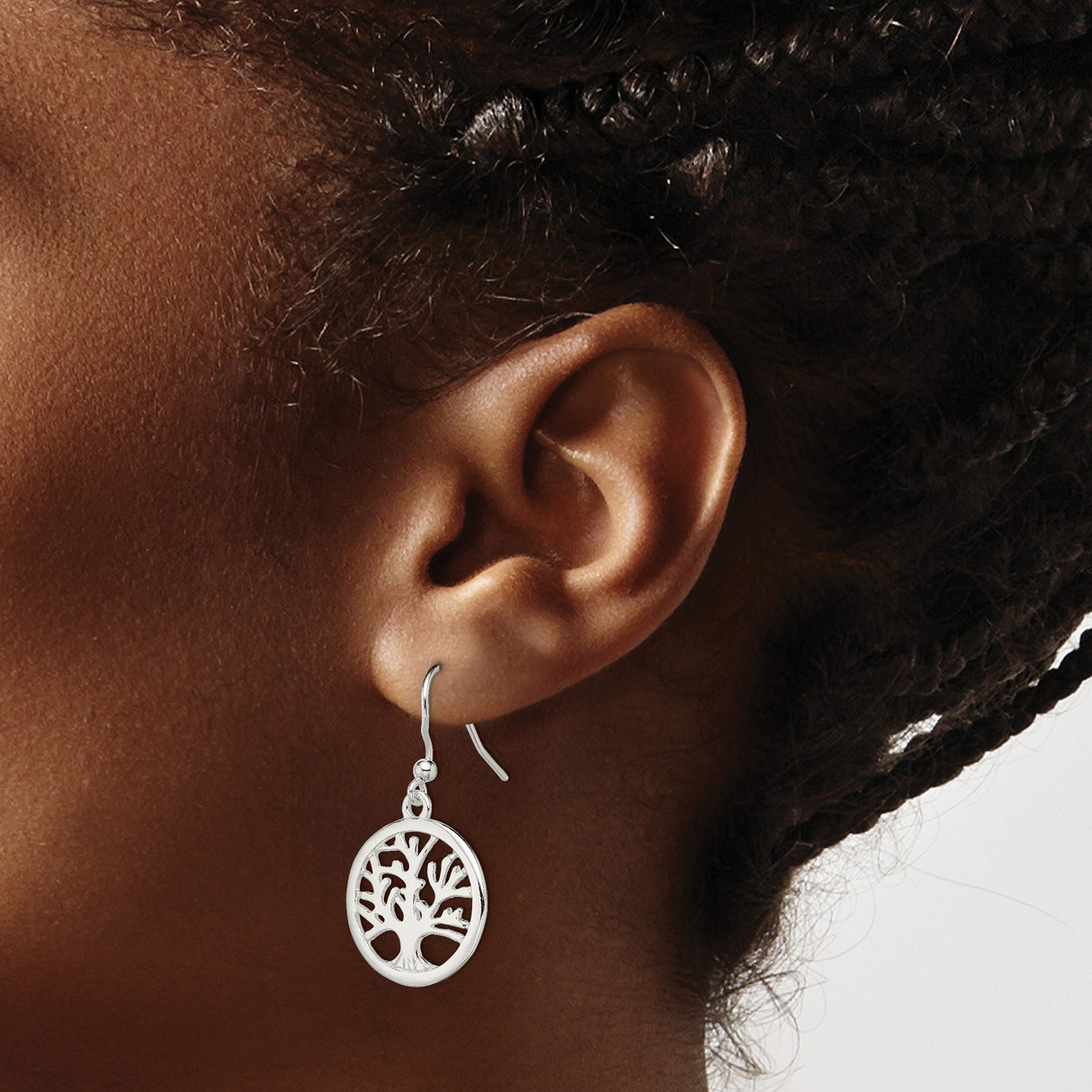 Sterling Silver Dangle Earrings with Openwork Tree of Life Design, Spiritual Bohemian Style