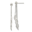 Sterling Silver Dangle Earrings with Triple Chain Drops and Textured Leaf Charms