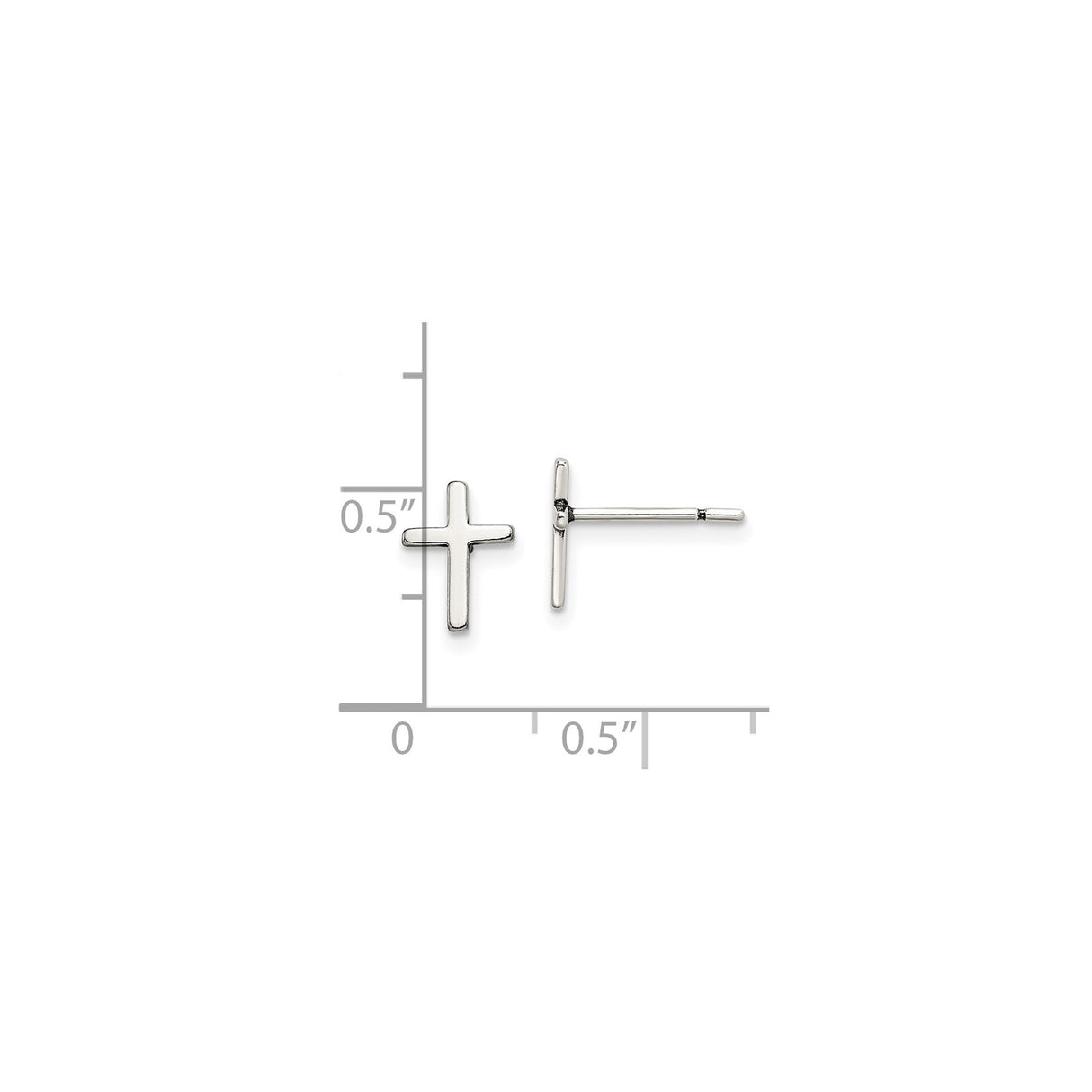 Sterling Silver Cross Earrings, Polished Latin Design, Minimalist Spiritual Jewelry for Men and Women