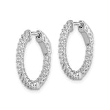 Sterling Silver Hoop Earrings with Cubic Zirconia and Scrollwork Design
