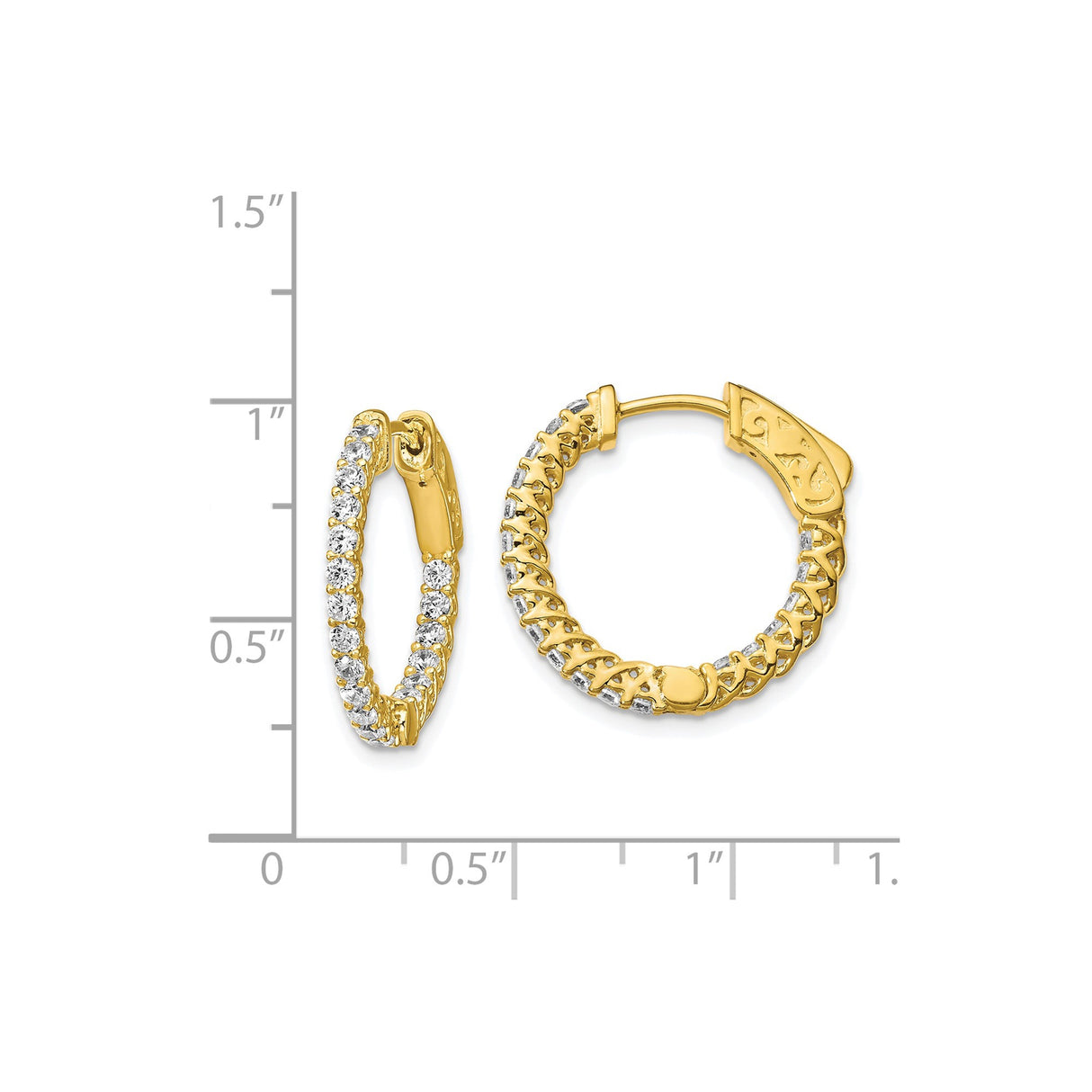 Sterling Silver Cuban Link Hoop Earrings with Cubic Zirconia and Scroll Clasp Detail