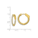 Sterling Silver Cuban Link Hoop Earrings with Cubic Zirconia and Scroll Clasp Detail