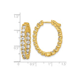 Sterling Silver Hoop Earrings with Round Cut Cubic Zirconia, Full Circle Prong Set Statement Jewelry