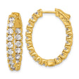 Sterling Silver Hoop Earrings with Round Cut Cubic Zirconia, Full Circle Prong Set Statement Jewelry