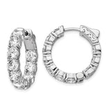 Sterling Silver Hoop Earrings with Round Cubic Zirconia, Inside-Out Shared Prong Setting