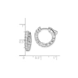Sterling Silver Hoop Earrings with Cubic Zirconia, Prong Set, Scroll Detail, Hinged Closure