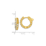 Sterling Silver Hoop Earrings with Round Cut Cubic Zirconia, Scroll Design, Hinged Back