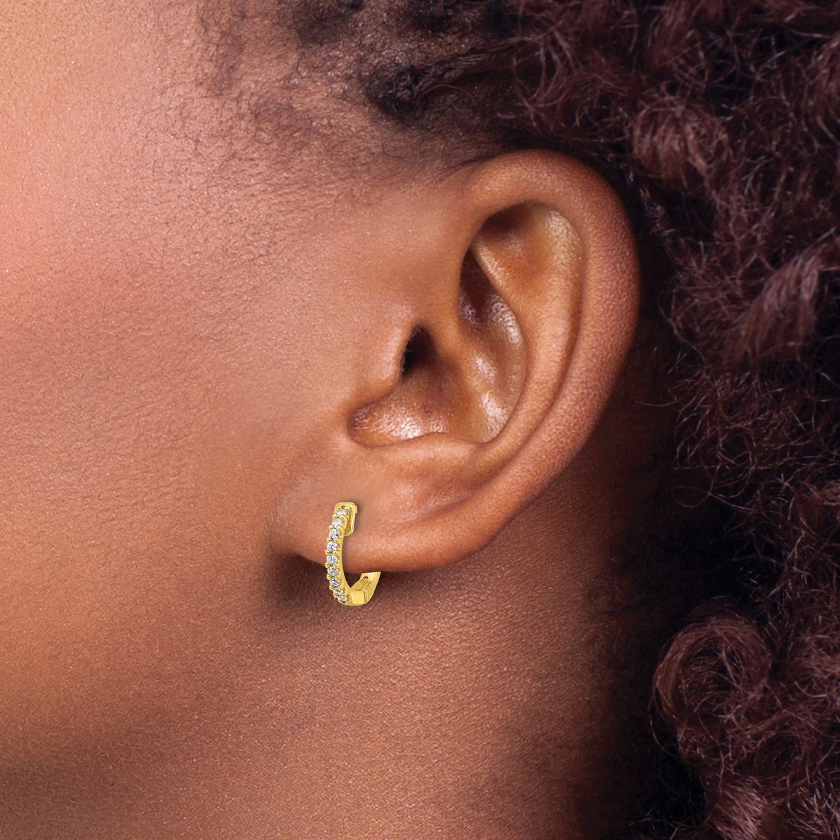 Sterling Silver Huggie Earrings with Cubic Zirconia, Gold Plated Scroll Design Hoops for Women