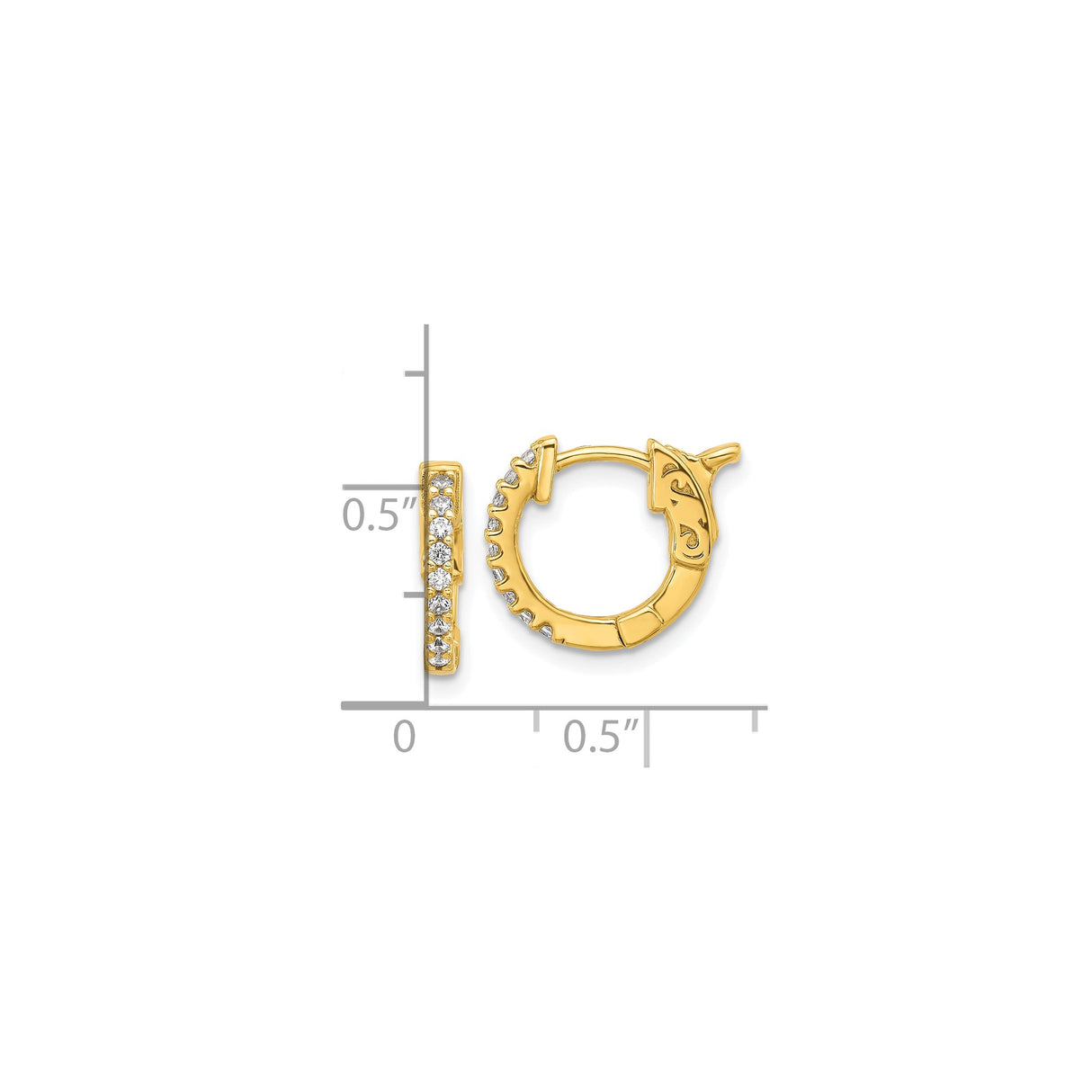 Sterling Silver Huggie Earrings with Cubic Zirconia, Gold Plated Scroll Design Hoops for Women